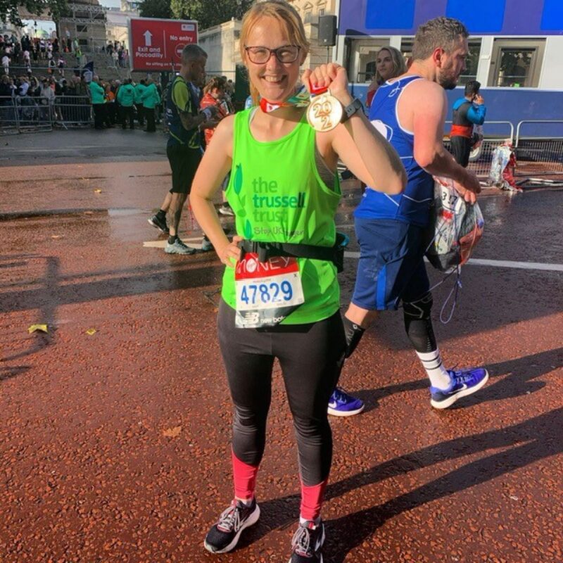 Cat celebrates surviving the London Marathon