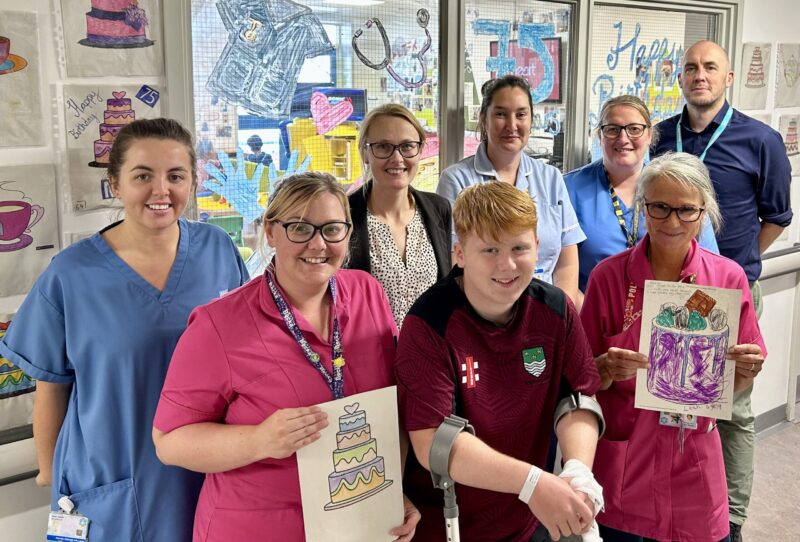 Cat with Nurses and Patients at the Royal Lancaster Infirmary Children